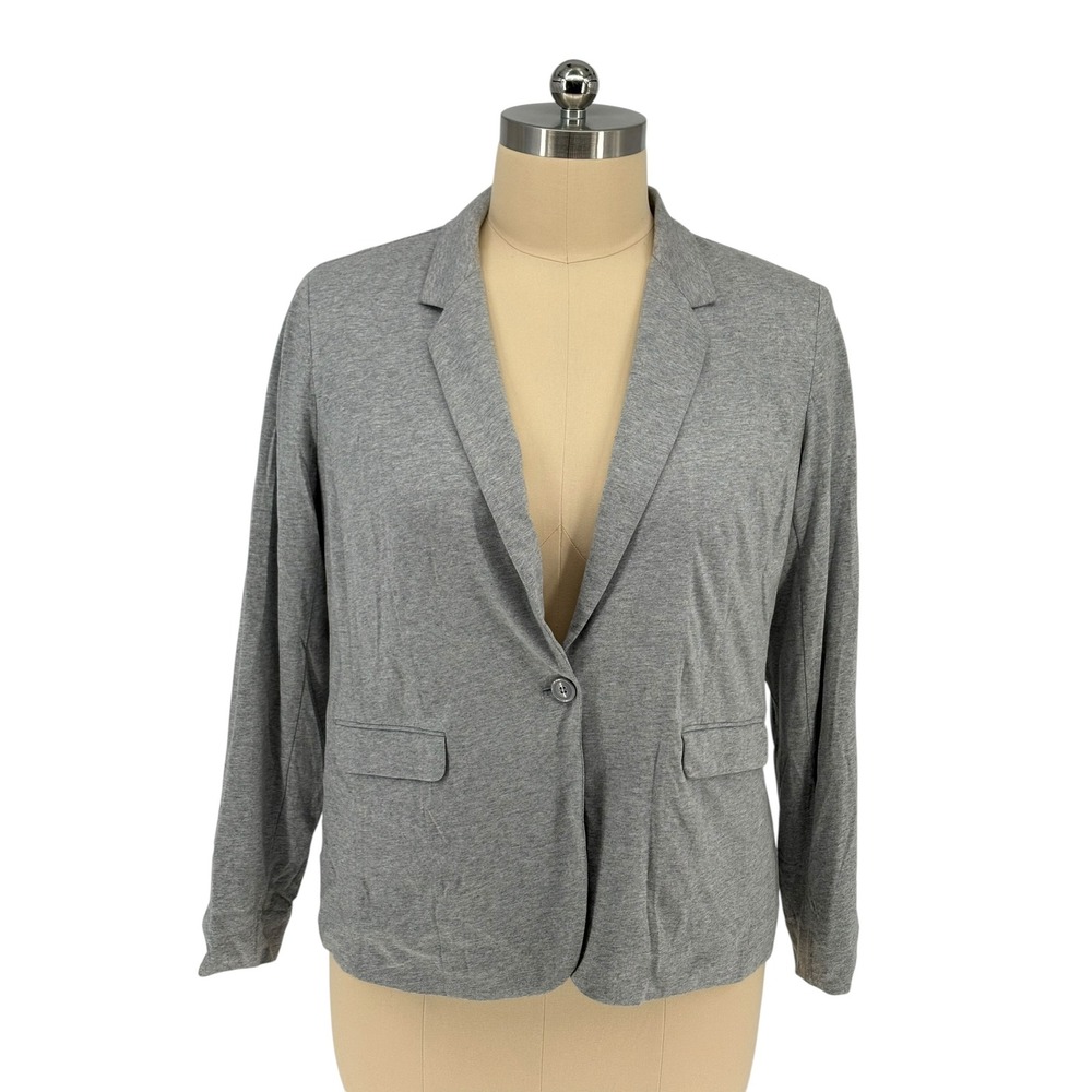 Company Ellen Tracy Knit Blazer Grey Heather Cotton Rayon XXL